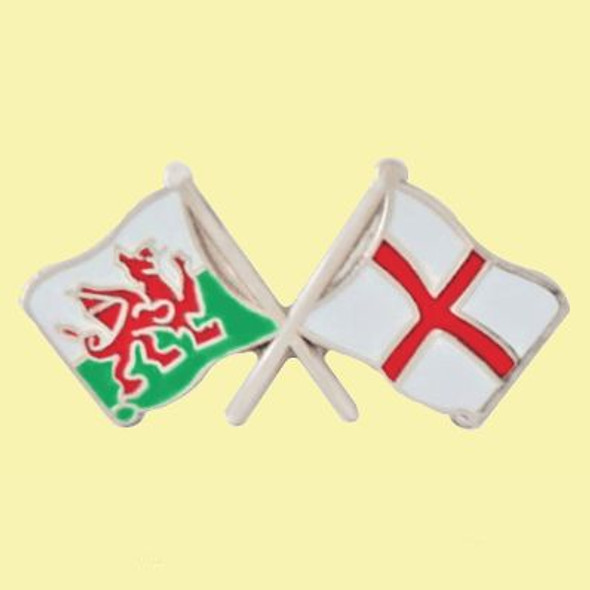Wales England Crossed Country Flags Friendship Enamel Lapel Pin Set x 3