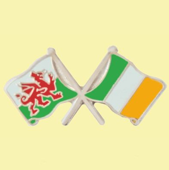 Wales Ireland Crossed Country Flags Friendship Enamel Lapel Pin Set x 3