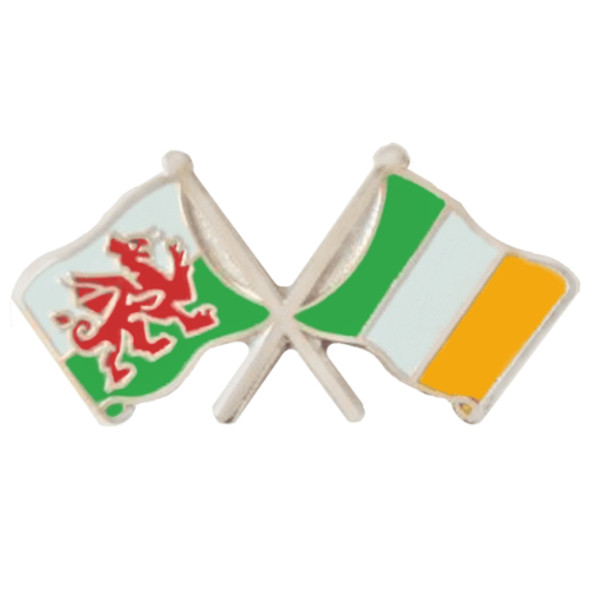 Wales Ireland Crossed Country Flags Friendship Enamel Lapel Pin Set x 3