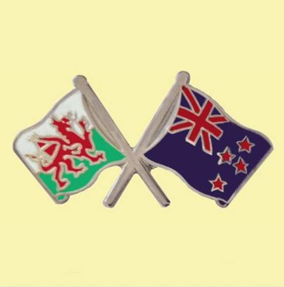 Wales New Zealand Crossed Country Flags Friendship Enamel Lapel Pin Set x 3
