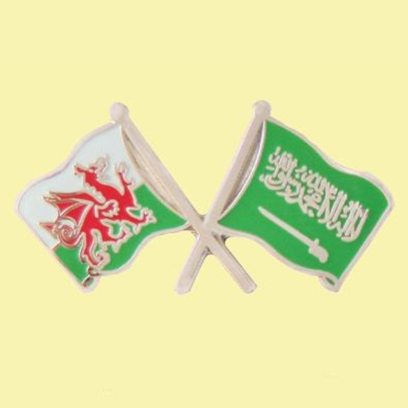 Wales Saudi Arabia Crossed Country Flags Friendship Enamel Lapel Pin Set x 3