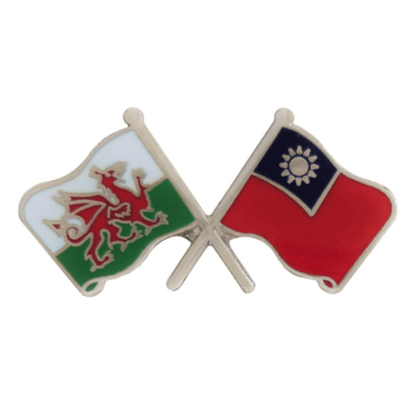 Wales Taiwan  Crossed Country Flags Friendship Enamel Lapel Pin Set x 3