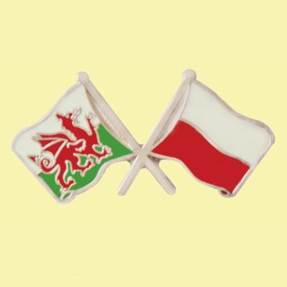 Wales Poland Crossed Country Flags Friendship Enamel Lapel Pin Set x 3