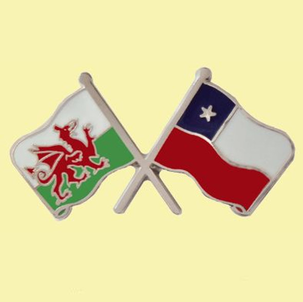 Wales Chile Crossed Country Flags Friendship Enamel Lapel Pin Set x 3