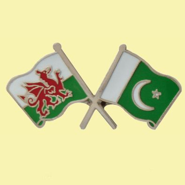 Wales Pakistan Crossed Country Flags Friendship Enamel Lapel Pin Set x 3