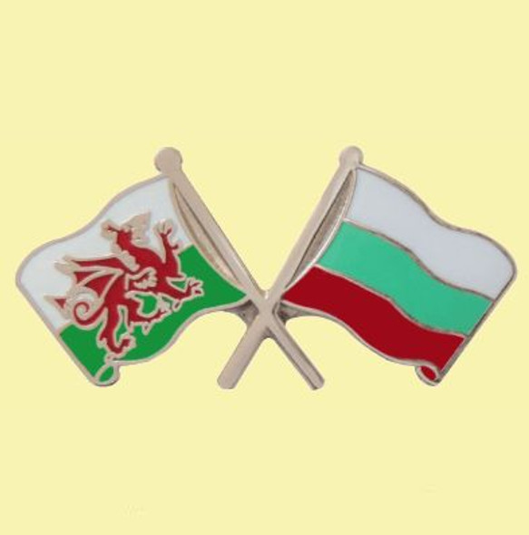 Wales Bulgaria Crossed Country Flags Friendship Enamel Lapel Pin Set x 3