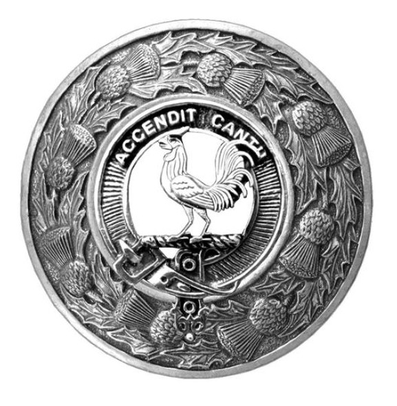 Cockburn Clan Crest Thistle Round Stylish Pewter Clan Badge Plaid Brooch