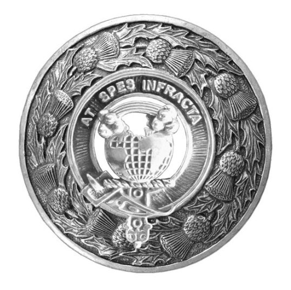 Hope Clan Crest Thistle Round Sterling Silver Clan Badge Plaid Brooch