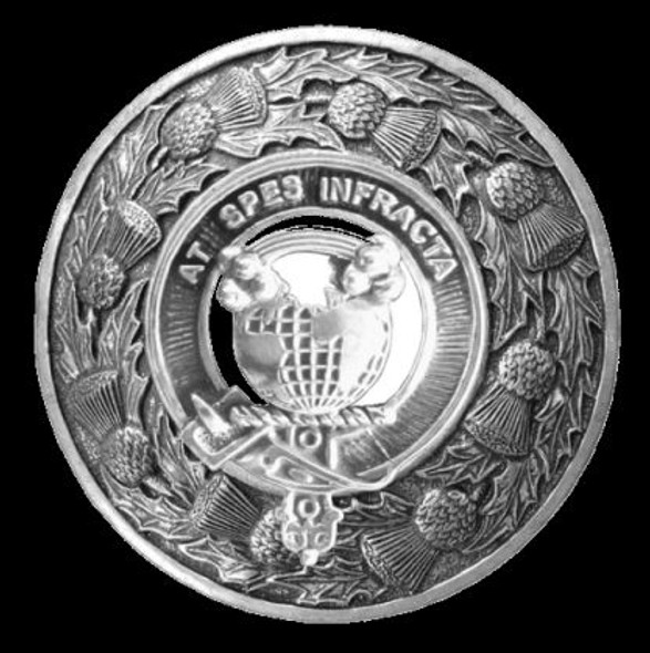 Hope Clan Crest Thistle Round Sterling Silver Clan Badge Plaid Brooch