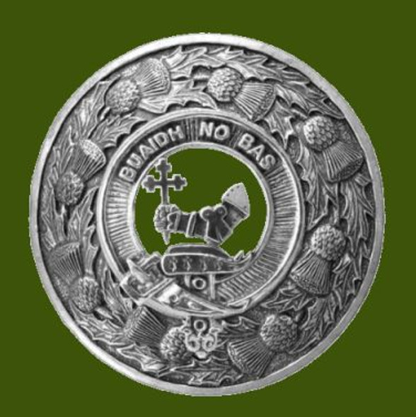 MacDougall Clan Crest Thistle Round Stylish Pewter Clan Badge Plaid Brooch