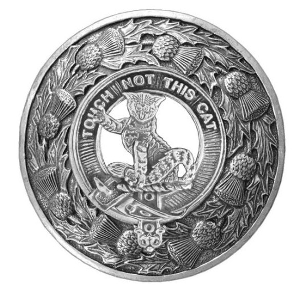 MacGillivray Clan Crest Thistle Round Stylish Pewter Clan Badge Plaid Brooch