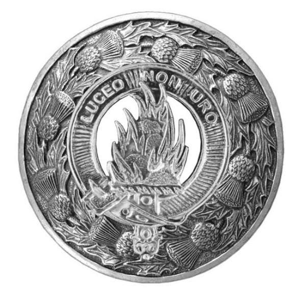 MacKenzie Clan Crest Thistle Round Stylish Pewter Clan Badge Plaid Brooch