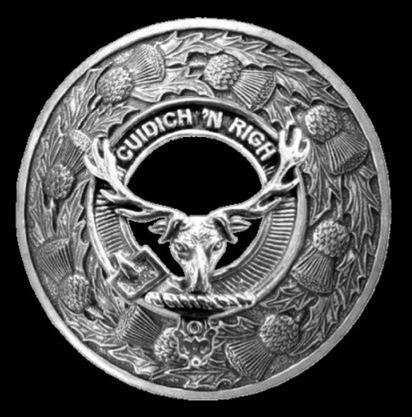 MacKenzie Seaforth Clan Crest Thistle Round Sterling Silver Clan Badge Plaid Brooch