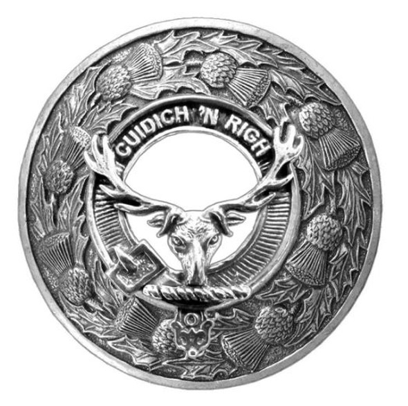 MacKenzie Seaforth Clan Crest Thistle Round Sterling Silver Clan Badge Plaid Brooch