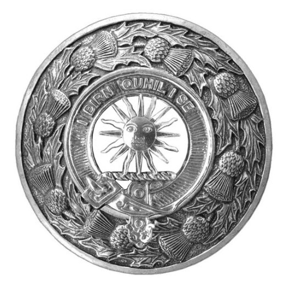 MacLeod Of Lewis Clan Crest Thistle Round Sterling Silver Clan Badge Plaid Brooch