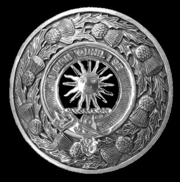 MacLeod Of Lewis Clan Crest Thistle Round Sterling Silver Clan Badge Plaid Brooch