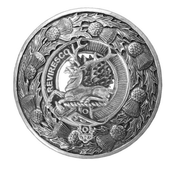Maxwell Clan Crest Thistle Round Sterling Silver Clan Badge Plaid Brooch