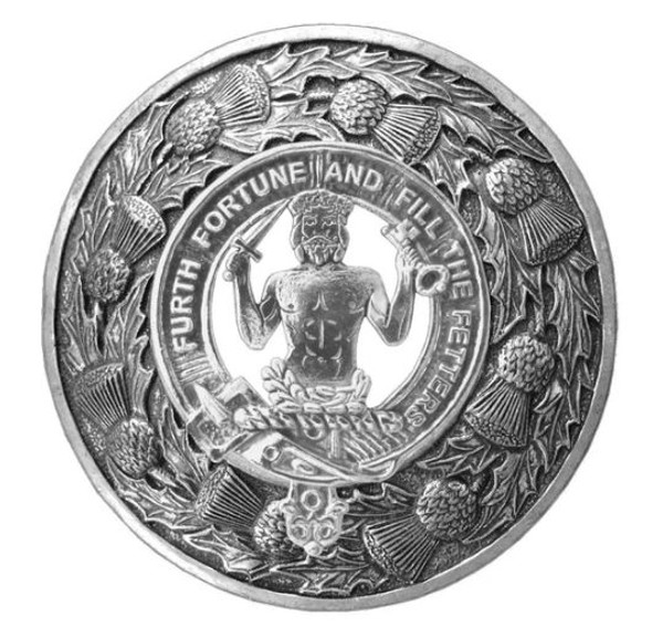 Murray Savage Clan Crest Thistle Round Stylish Pewter Clan Badge Plaid Brooch