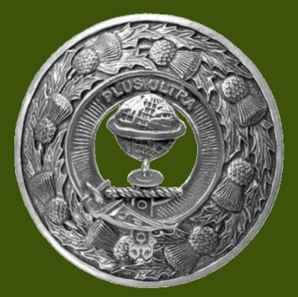 Nairn Clan Crest Thistle Round Stylish Pewter Clan Badge Plaid Brooch