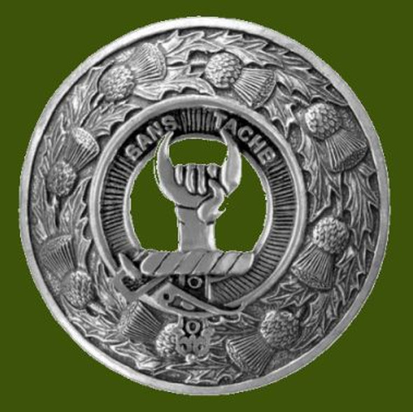 Napier Clan Crest Thistle Round Stylish Pewter Clan Badge Plaid Brooch