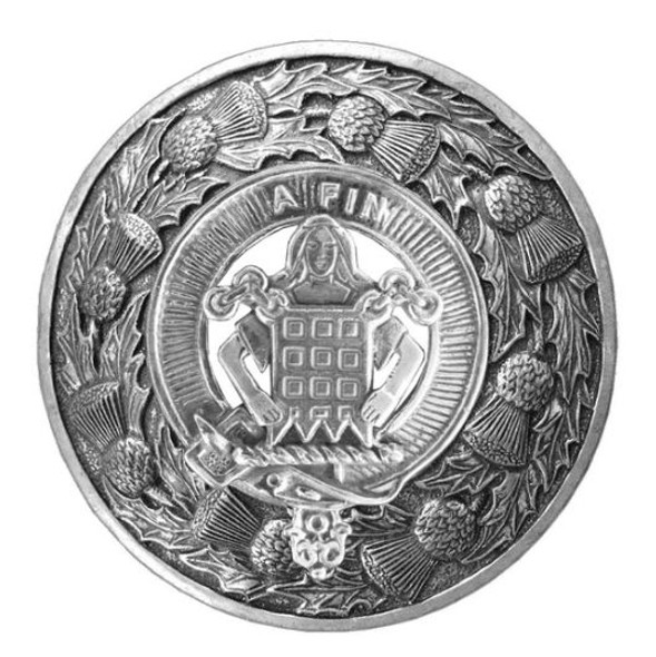Ogilvie Clan Crest Thistle Round Stylish Pewter Clan Badge Plaid Brooch