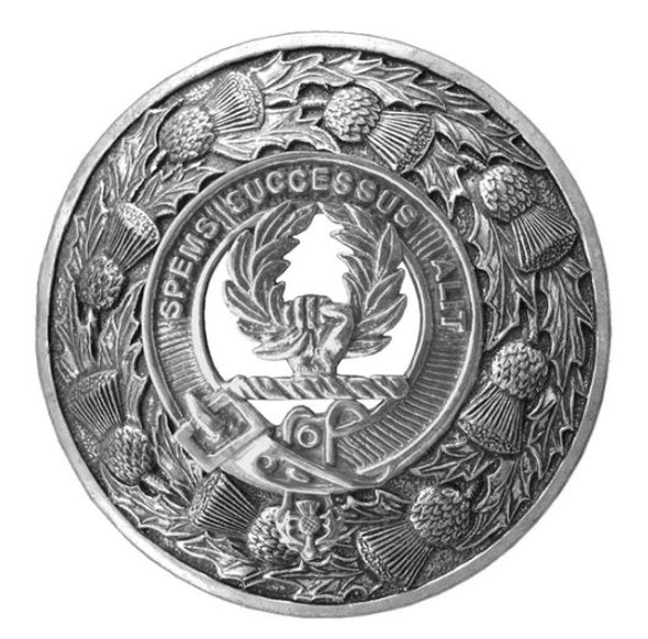 Ross Clan Crest Thistle Round Stylish Pewter Clan Badge Plaid Brooch