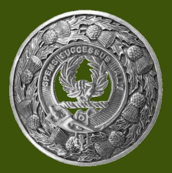 Ross Clan Crest Thistle Round Stylish Pewter Clan Badge Plaid Brooch