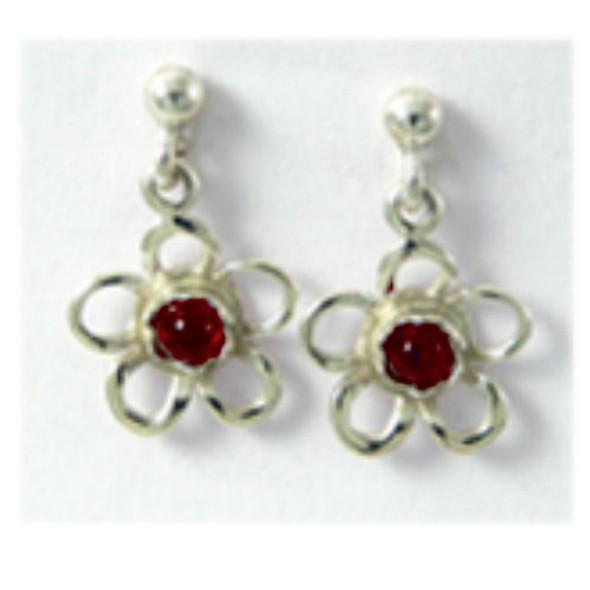 Kokkaloorie Daisy Garnet Sterling Silver Drop Earrings