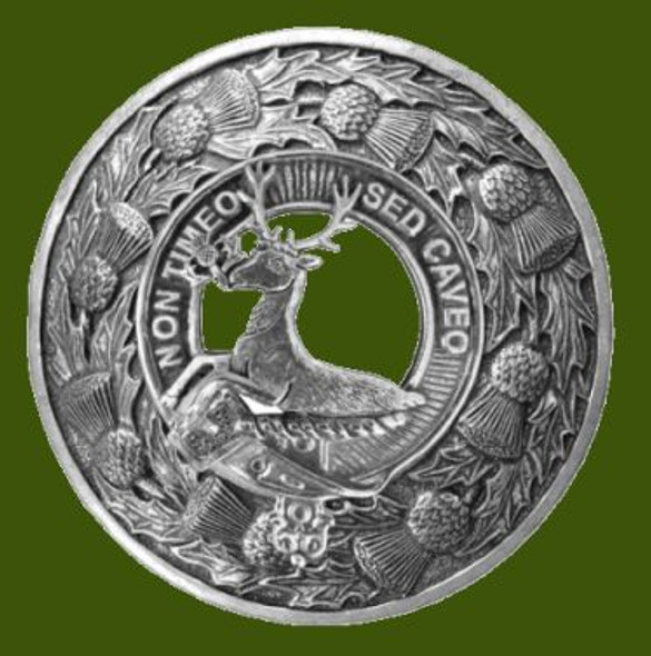 Strachan Clan Crest Thistle Round Stylish Pewter Clan Badge Plaid Brooch