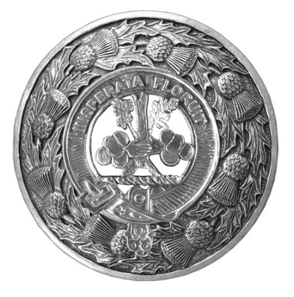 Watson Clan Crest Thistle Round Stylish Pewter Clan Badge Plaid Brooch