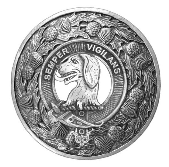 Wilson Clan Crest Thistle Round Sterling Silver Clan Badge Plaid Brooch