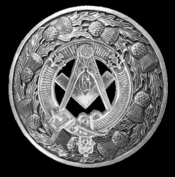 Masonic Crest Thistle Round Sterling Silver Badge Plaid Brooch