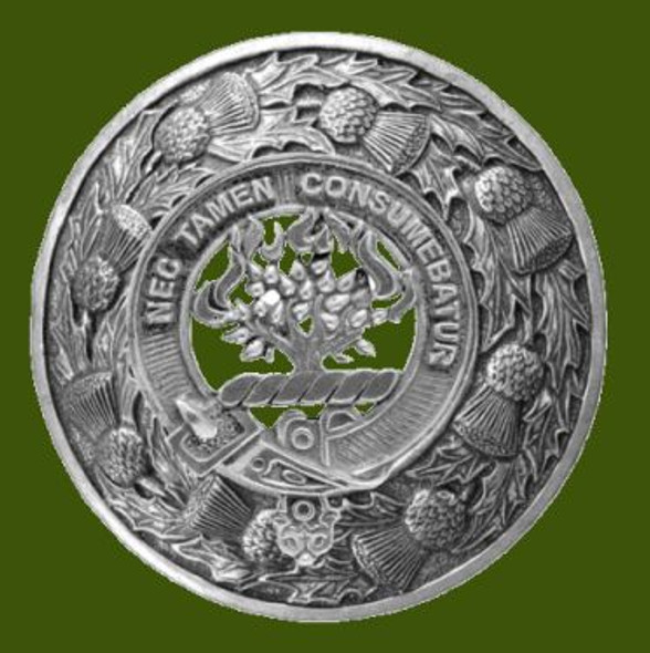 Clergy Clan Crest Thistle Round Stylish Pewter Clan Badge Plaid Brooch