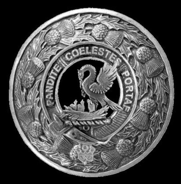 Gibson Clan Crest Thistle Round Sterling Silver Clan Badge Plaid Brooch