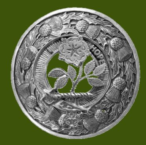 Learmont Clan Crest Thistle Round Stylish Pewter Clan Badge Plaid Brooch