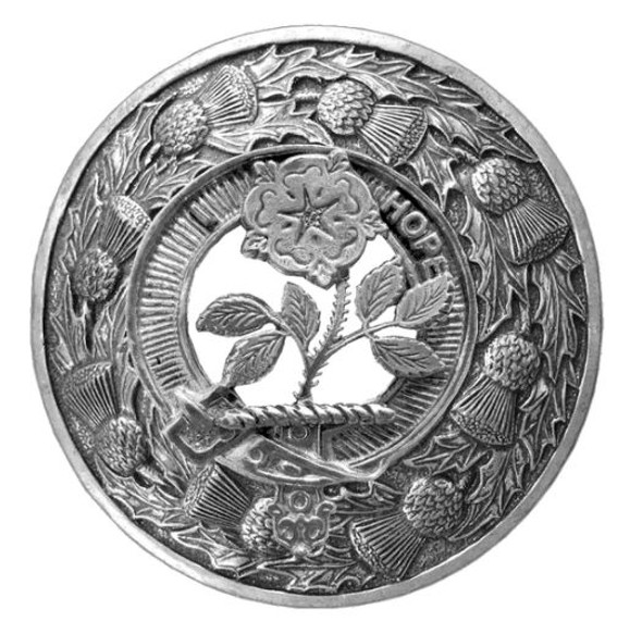 Learmont Clan Crest Thistle Round Stylish Pewter Clan Badge Plaid Brooch