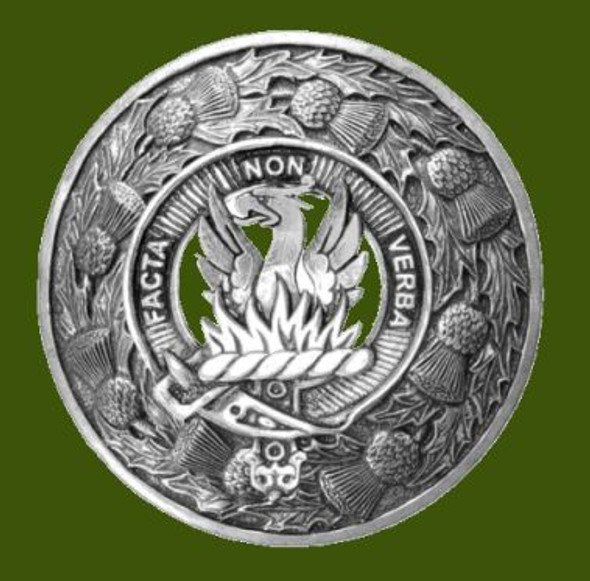 Snodgrass Clan Crest Thistle Round Stylish Pewter Clan Badge Plaid Brooch