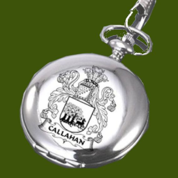 Irish Coat of Arms Engraved Family Crest Polished Hunter Pocket Watch