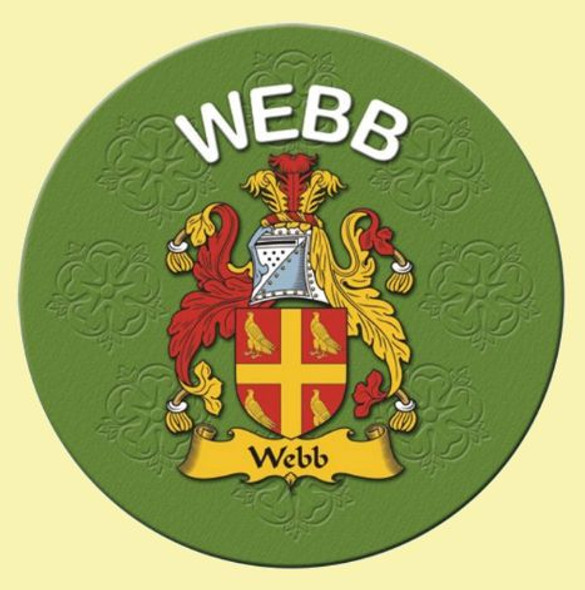 Webb Coat of Arms Cork Round English Family Name Coasters Set of 10