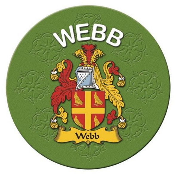 Webb Coat of Arms Cork Round English Family Name Coasters Set of 10