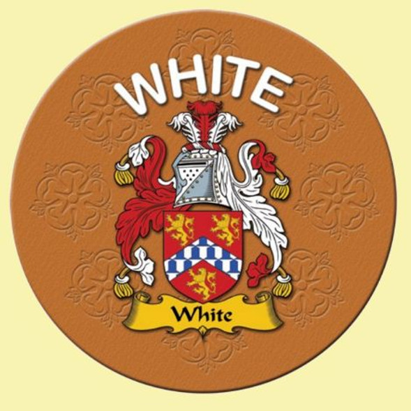 White Coat of Arms Cork Round English Family Name Coasters Set of 10