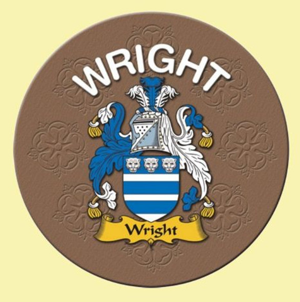 Wright Coat of Arms Cork Round English Family Name Coasters Set of 10