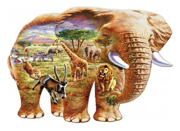 Elephant Savannah Animal Themed Maxi Wooden Jigsaw Puzzle 250 Pieces