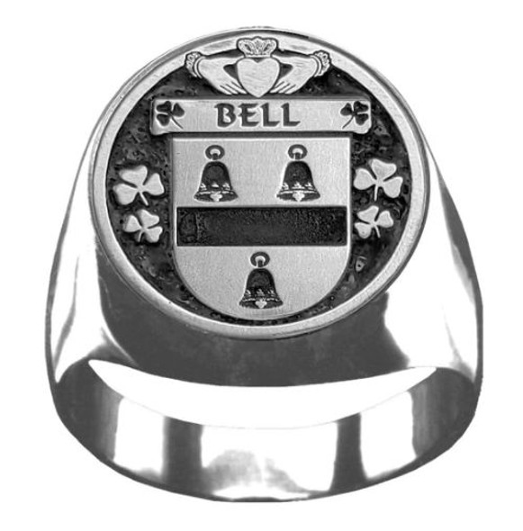 Bell Irish Coat Of Arms Family Crest Mens Sterling Silver Ring