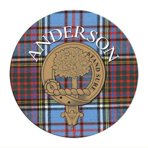 Anderson Clan Crest Tartan Cork Round Clan Badge Coasters Set of 10