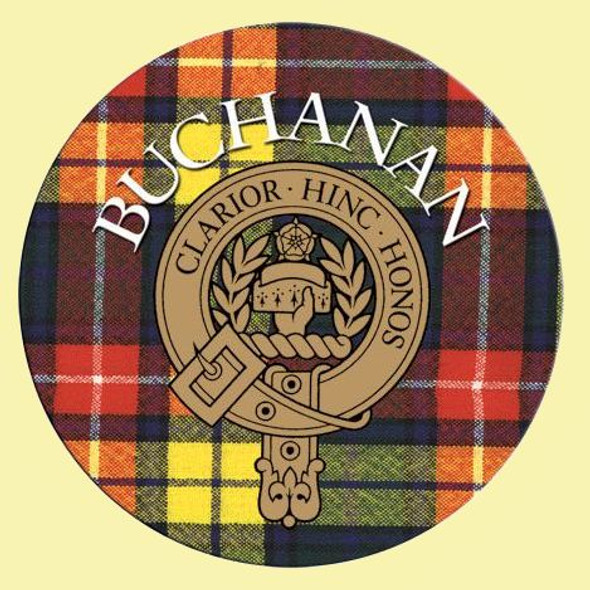 Buchanan Clan Crest Tartan Cork Round Clan Badge Coasters Set of 10