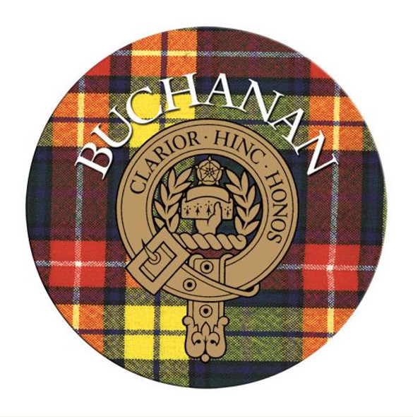 Buchanan Clan Crest Tartan Cork Round Clan Badge Coasters Set of 10