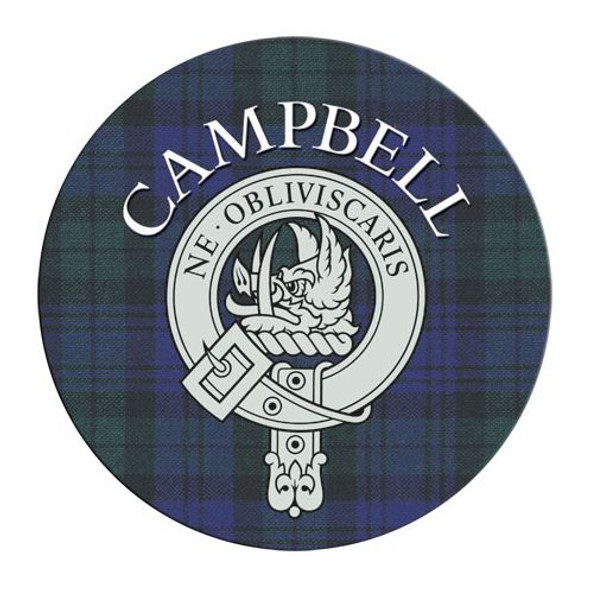 Campbell Clan Crest Tartan Cork Round Clan Badge Coasters Set of 10