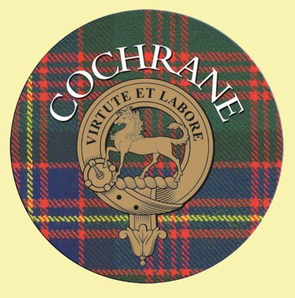 Cochrane Clan Crest Tartan Cork Round Clan Badge Coasters Set of 10