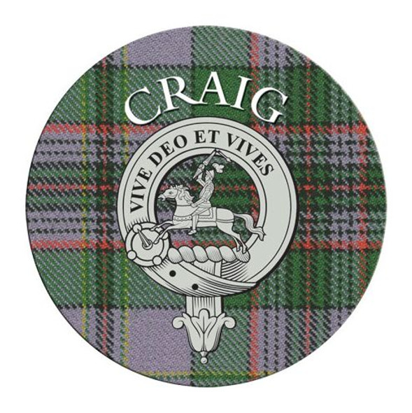 Craig Clan Crest Tartan Cork Round Clan Badge Coasters Set of 10